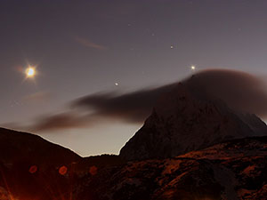 La Luna, Aldebaran, Venus y J�piter 14/07/2012